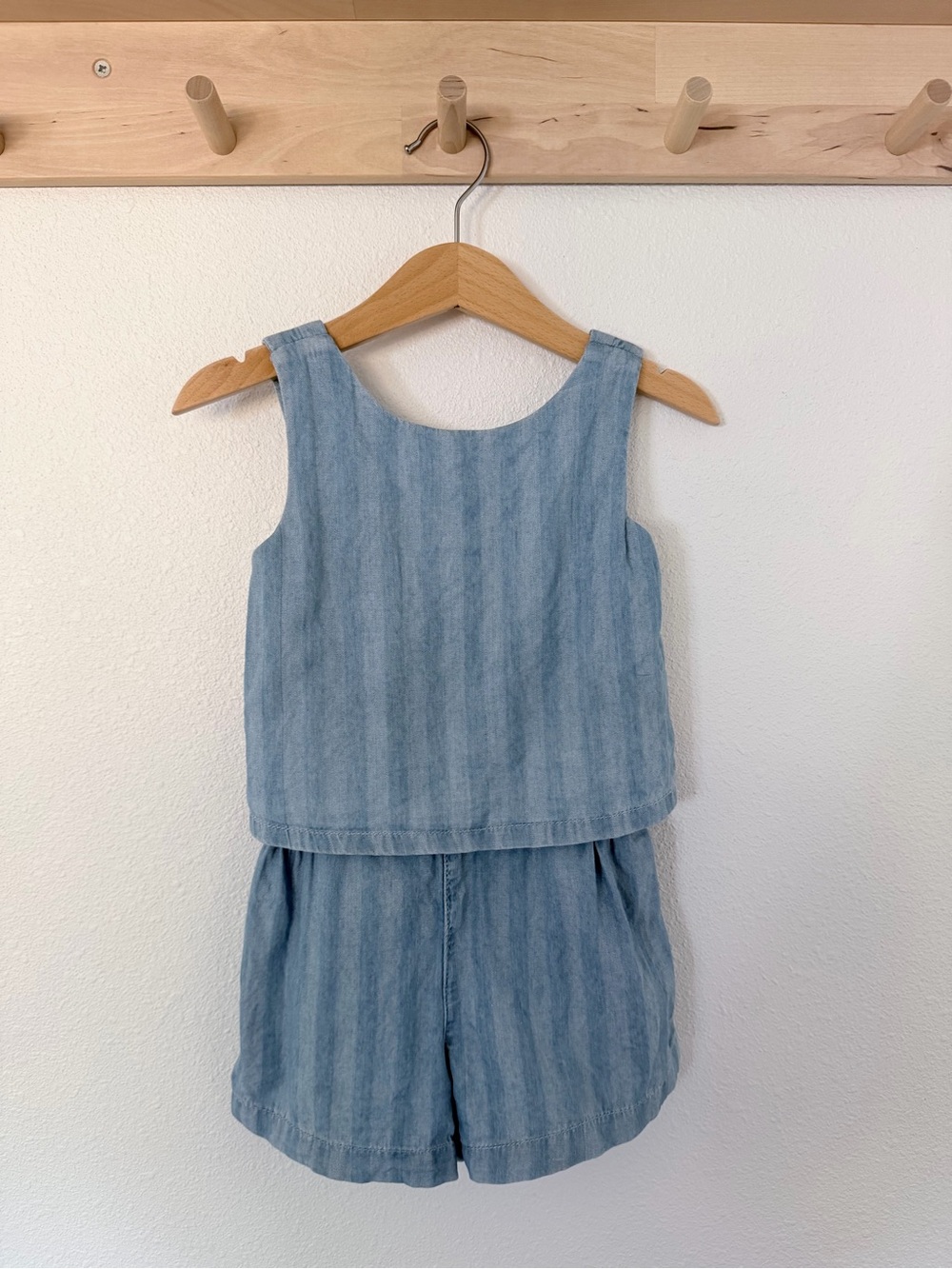 Baby GAP Light Blue Striped Denim Tank Romper